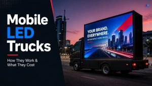 3D mockup concept of an LED Express mobile LED truck for street advertising in Nigeria
